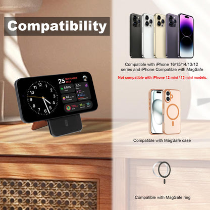 Magnetic Phone Card Holder Pop Up Wallet with Adjustable Stand Compatible with Magsafe (Brown)