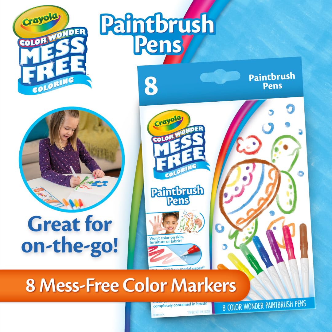 Crayola Color Wonder Paintbrush Pens, Mess Free Paint Set for Kids, 8ct Refill, 3+