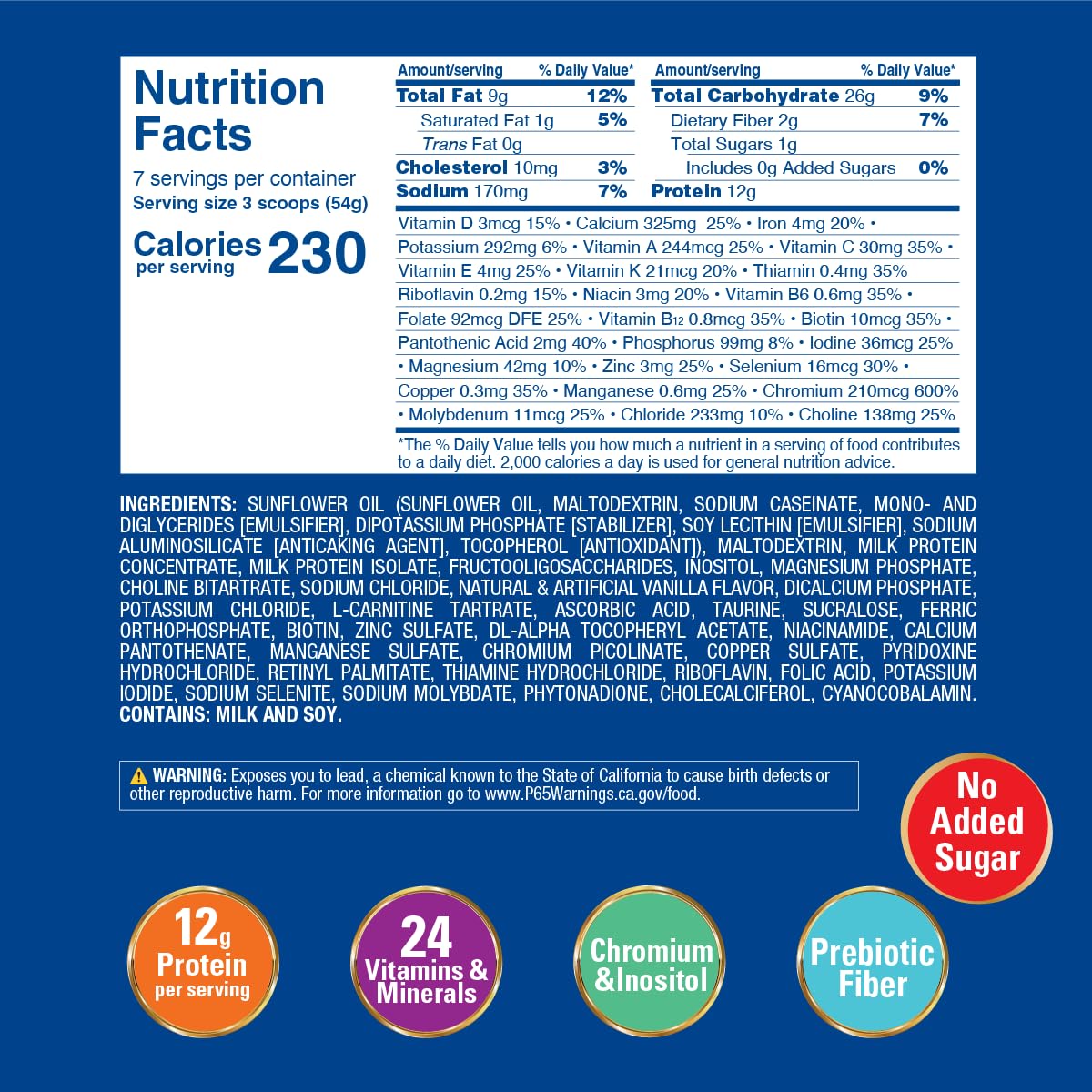 Ready-to-Mix Nutritionally Complete Powder – No Added Sugar, Gluten Free, Vanilla Flavor, 400g (7 Servings) (EXP 10/2028)