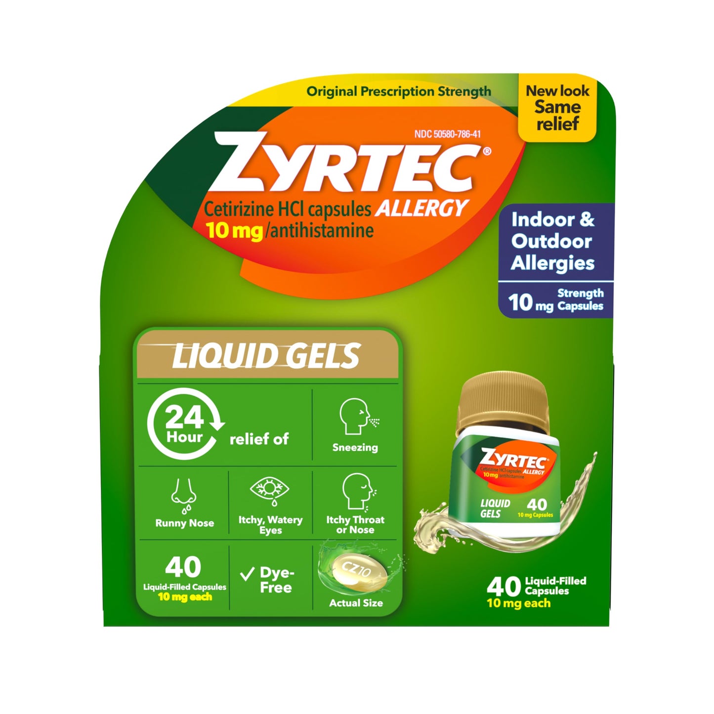 Zyrtec 24 Hour Allergy Relief Gel Capsules 40 Count (Exp. 05/2027)