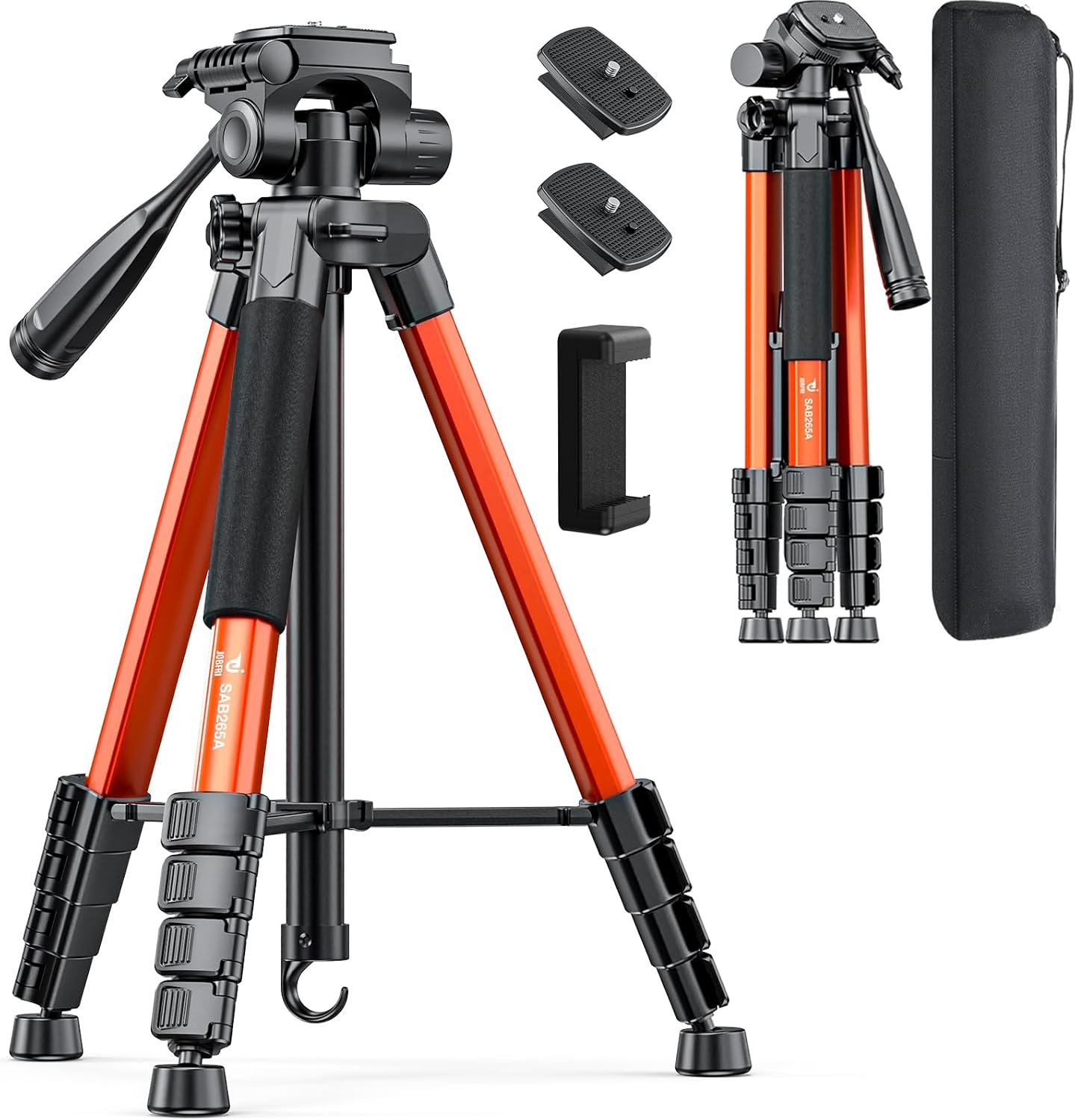 73 Inch Camera Tripod Stand, Aluminum Tripod with Phone Holder