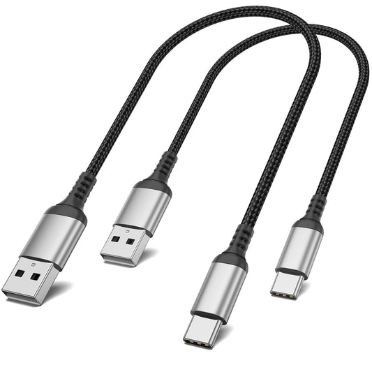1FT USB C Cable for iPhone 16/15 Pro Max, 2-Pack 12 Inch USB A to USB C Cable Short USB to USBC Cable Braided Compatible with Samsung Galaxy S24/S23 Google Pixel