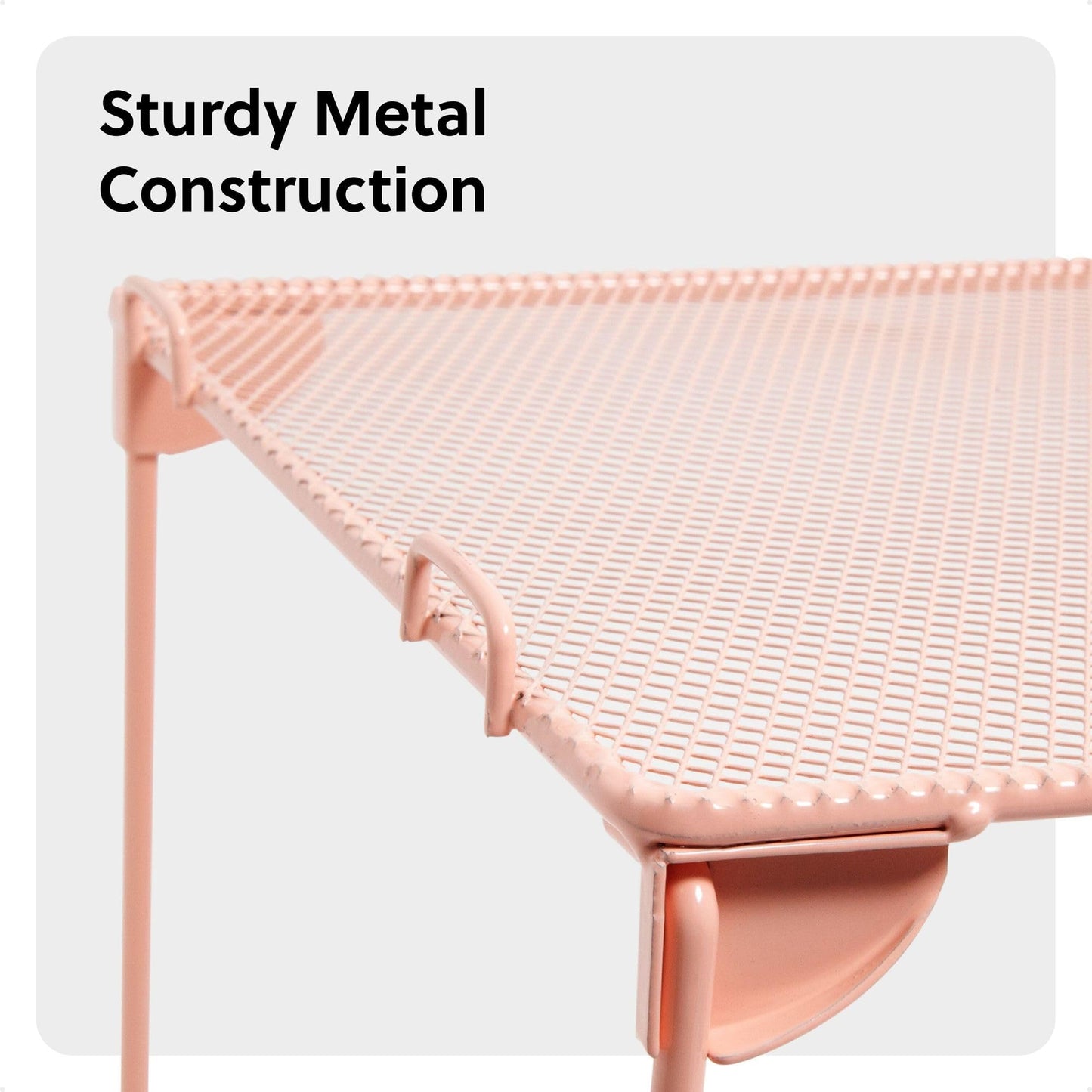 U Brands Mesh Locker Shelf, Peachy Pink, Stackable Organizer