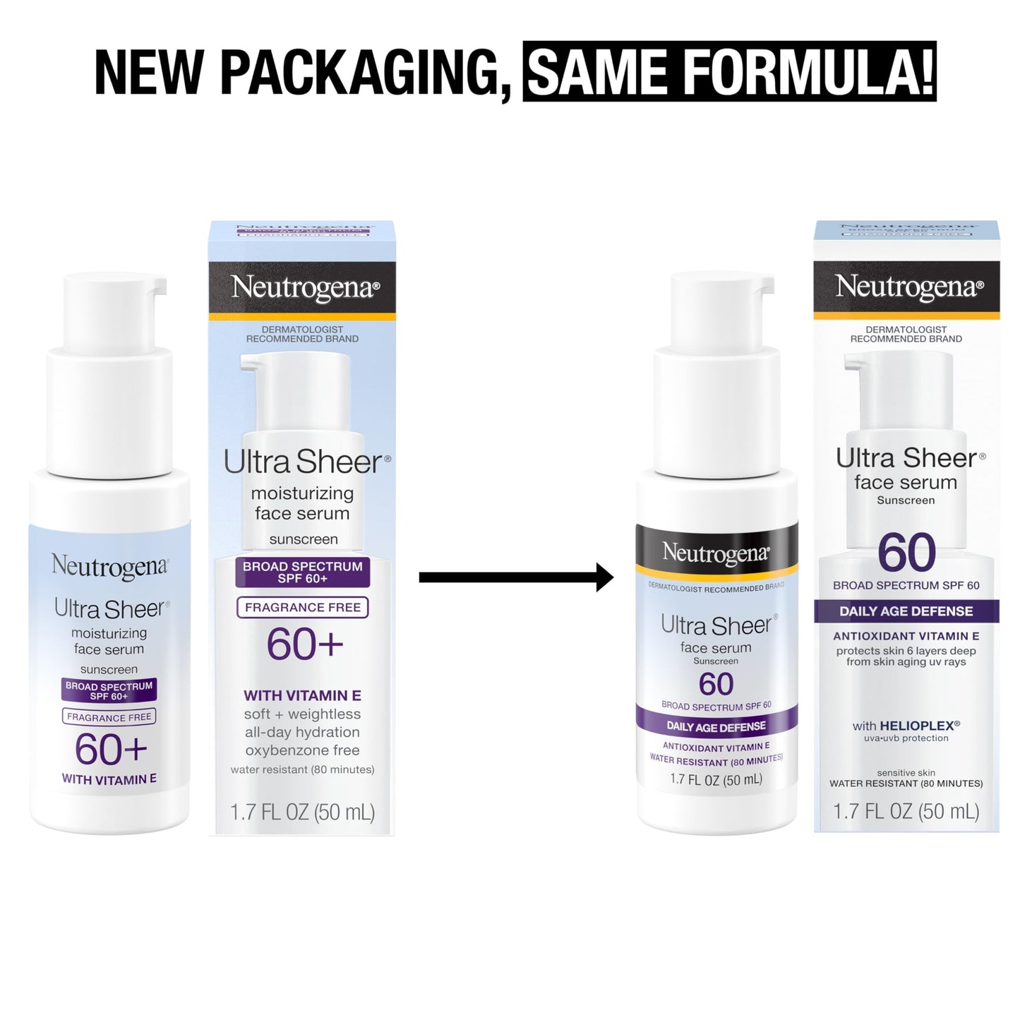 Neutrogena Ultra Sheer Face Sunscreen with Vitamin E & SPF 60 1.7 Fl Oz (Exp 10/26)