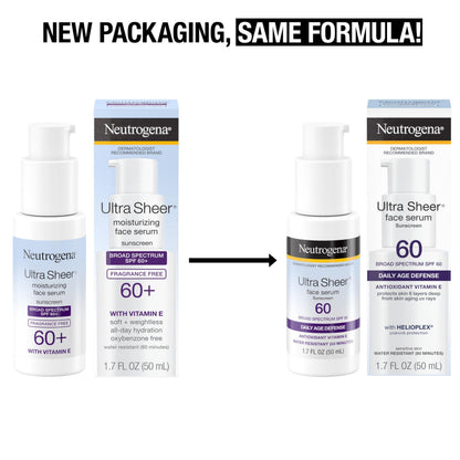 Neutrogena Ultra Sheer Face Sunscreen with Vitamin E & SPF 60 1.7 Fl Oz (Exp 10/26)
