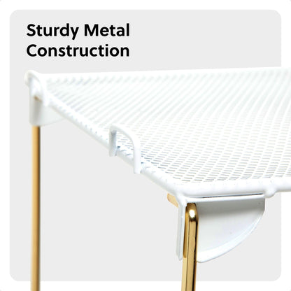 U Brands Mesh Locker Organizer Shelf, 11" x 10" x 12", White and Gold