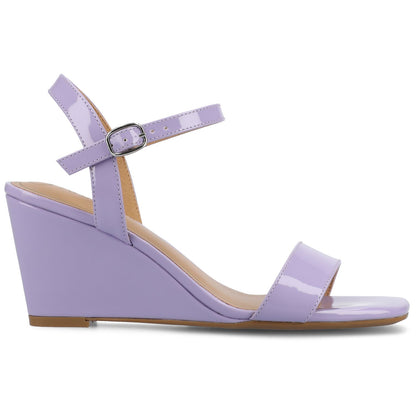 Women's 7 Journee Collection Clayr Ankle Strap Wedge Sandals Lilac Patent