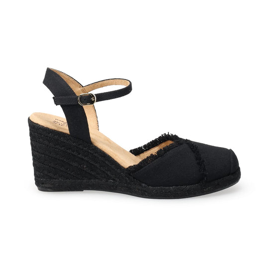 Women's 10 - Croft & Barrow Frayed Edge Espadrille Wedges - Black