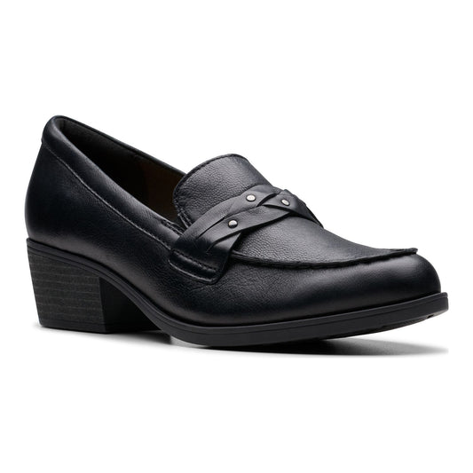 Women's 9.5 M Clarks Charlten Echo Leather Loafers Black *Damaged Box*