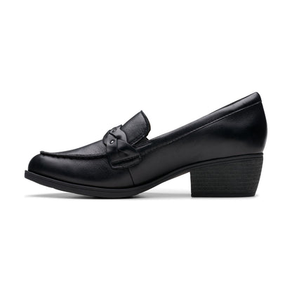 Women's 9.5 M Clarks Charlten Echo Leather Loafers Black *Damaged Box*