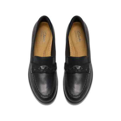 Women's 9.5 M Clarks Charlten Echo Leather Loafers Black *Damaged Box*