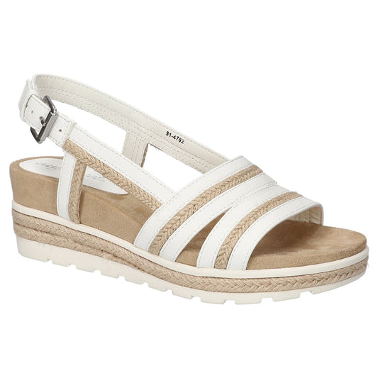 Women's 11 W Easy Street Mel Slingback Wedge Sandals White