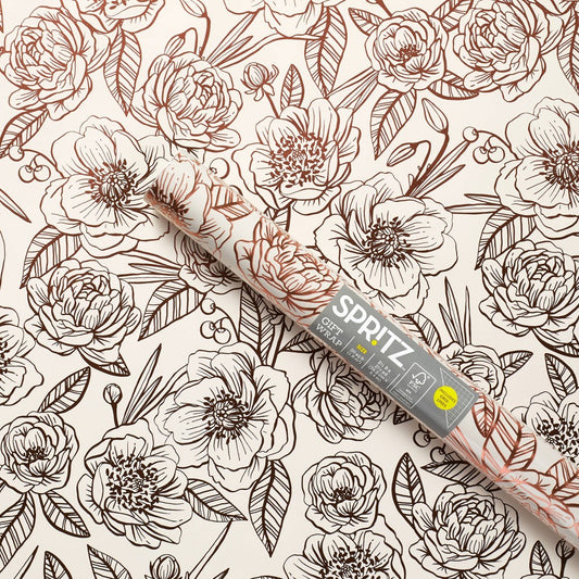 Spritz Foil Peonies Gift Wrapping Paper