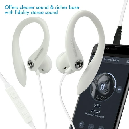 Magnavox White Earhook Headphones with Microphone MHP4854WT *Damaged Package See Desc*