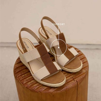 Women's 7 LifeStride Tallulah Espadrille Wedge Sandals Beige & Brown