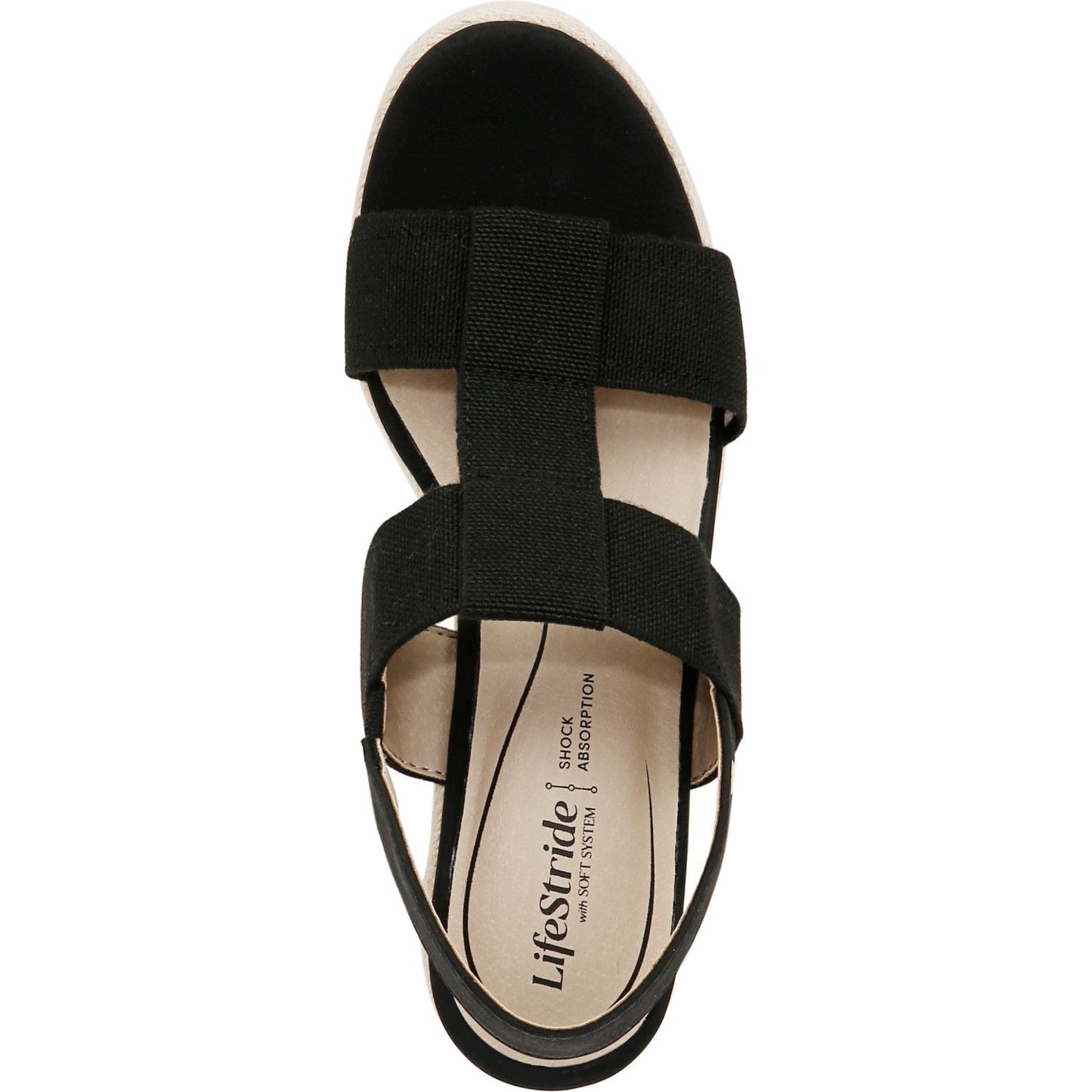 Women's 9 M LifeStride Tallulah Espadrille Wedge Sandals Black *Damaged Box*