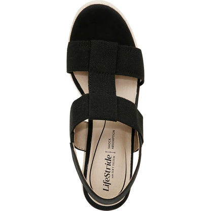 Women's 9 M LifeStride Tallulah Espadrille Wedge Sandals Black *Damaged Box*
