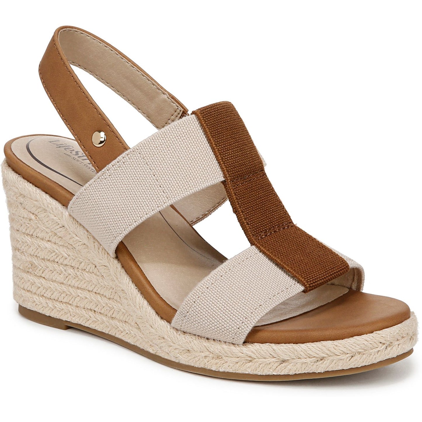 Women's 7 LifeStride Tallulah Espadrille Wedge Sandals Beige & Brown
