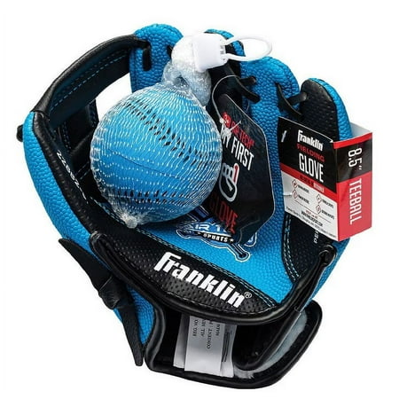 Franklin Air Tech 8.5 Inch Blue and Black My First Fielding Teeball Glove with Foam Baseball
