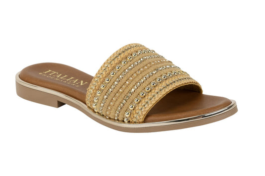 Women's 8 - Italian Shoemakers Mitzy Sandals - Natural Tan