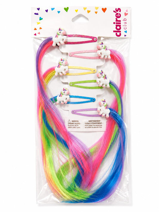 Claire's Colored Hair Extensions | Unicorns (Rainbow)