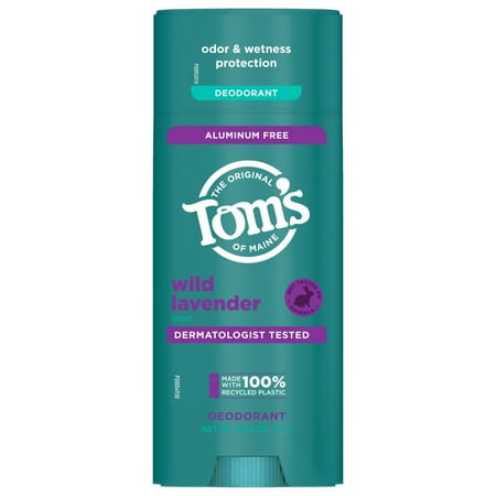 Tom's of Maine Wild Lavender Natural Deodorant, Aluminum Free, Odor & Wetness Protection, 3.25 oz