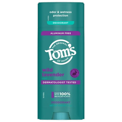 Tom's of Maine Wild Lavender Natural Deodorant, Aluminum Free, Odor & Wetness Protection, 3.25 oz