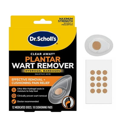 Dr. Scholl's Plantar Wart Remover Hydrogel Bandages, 12 Medicated Discs & 10 Cushions **Exp 02/2027**