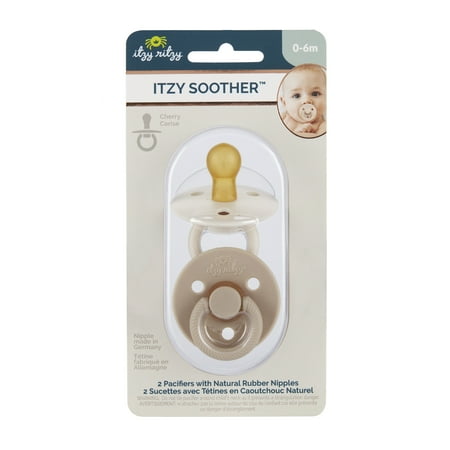 Itzy Soother Natural Rubber Pacifiers - 2 pack - Coconut & Toast - 6-18m