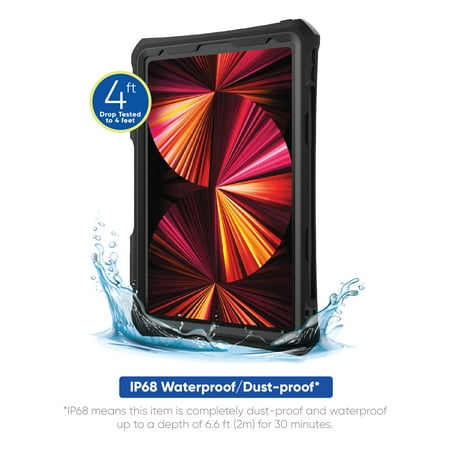 Waterproof Tablet Case for iPad Pro 11 Inch (3rd, 4th generation) - Black/Clear