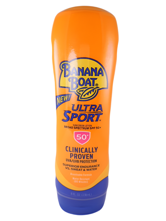 Banana Boat Ultra Sport Sunscreen Lotion - Water Resistance Reef Friendly Oxybenzone Free -SPF 50 8oz **Exp 12/26**