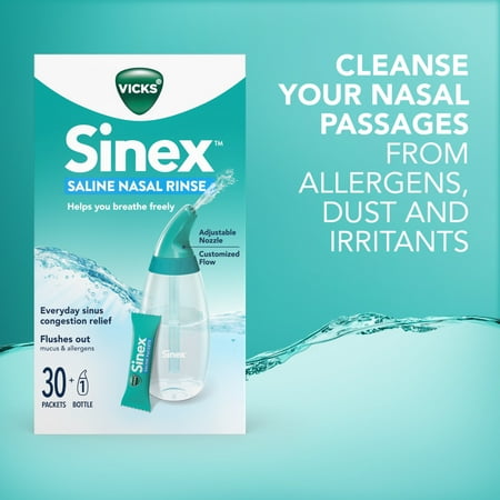 Vicks Sinex Saline Nasal Rinse, 60 Refill Packets **Exp 2027/08/19**