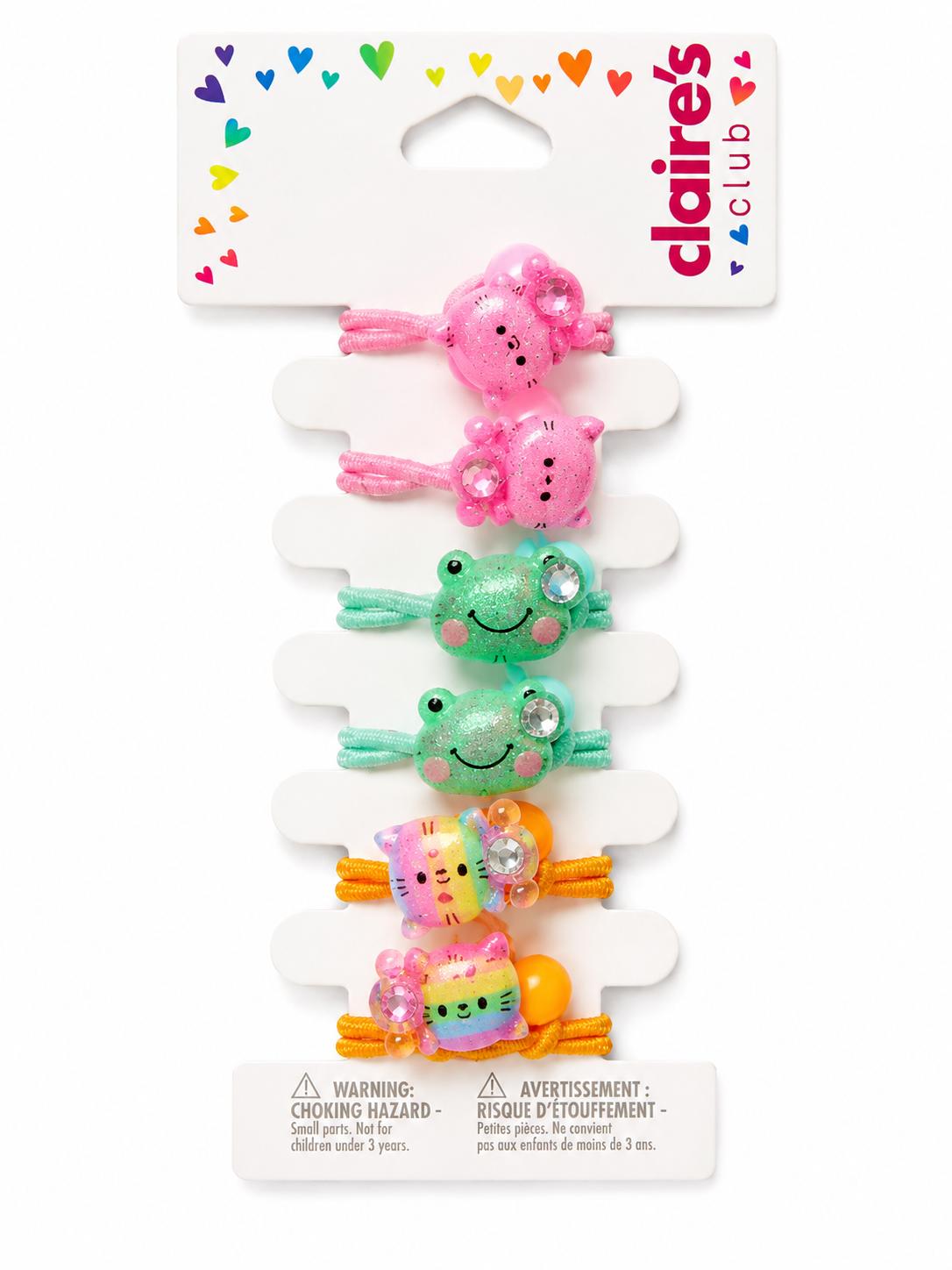 Claire's Multi Colored Animal Glitter Hair Ties