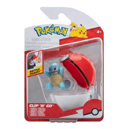 Pokemon Clip N Go Squirtle and Poke Ball - Includes 2 inch Battle Figure and Poke Ball Accessory *Damaged Packaging*