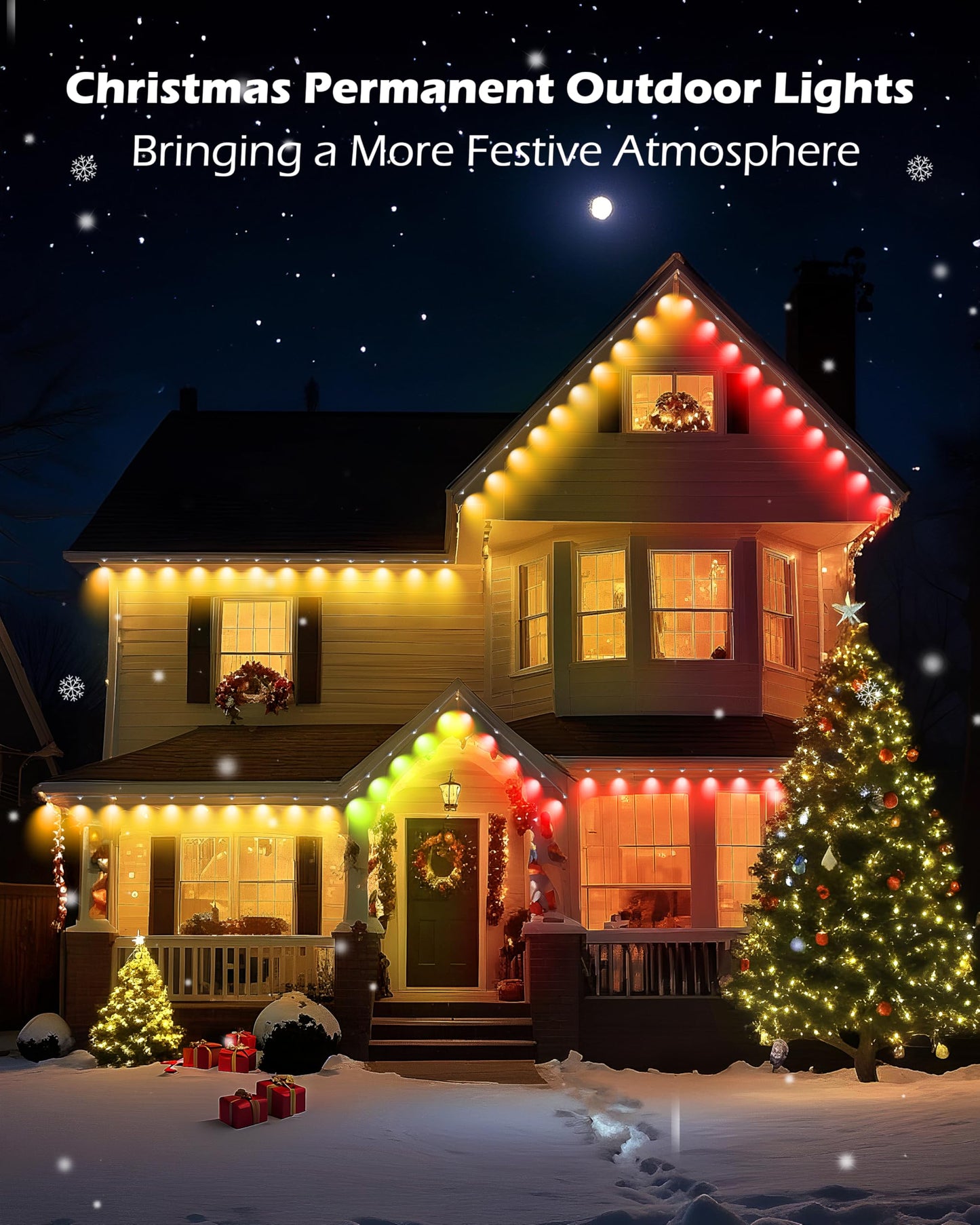 50Ft Permanent Outdoor Lights, IP67 Waterproof Smart Lighting, with App/Remote Control