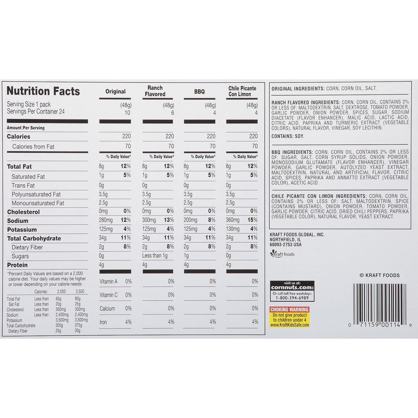 Corn Nuts 4 Flavor Mix Variety Pack, 1.7-Ounce Bags (Pack of 24) (BB 02/16/27)