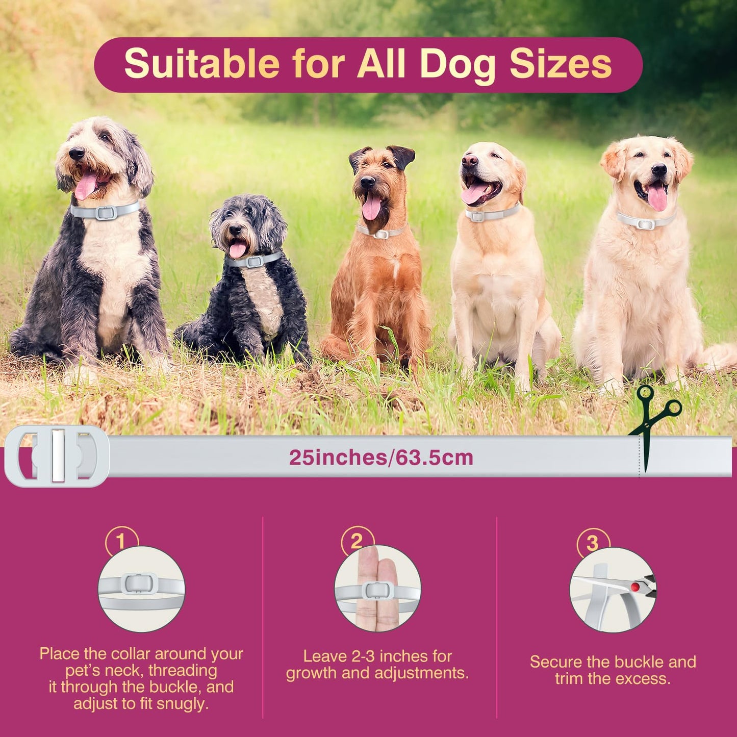 Allyeah Natural Flea and Tick Collar for Dogs - 4 Pack, Waterproof, Adjustable Size for All Dog
