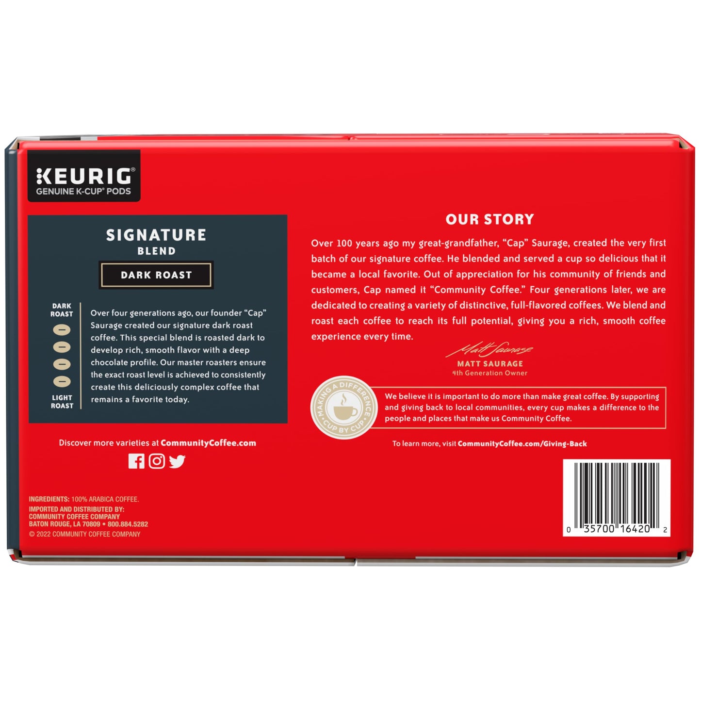 Community Coffee Signature Blend 72 Count Coffee Pods, Dark Roast, Compatible with Keurig 2.0 K-Cup Brewers, Box of 72 Pods (BB 2027/07/29)