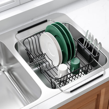 JASIWAY In-Sink Dish Drying Rack with Cup & Utensil Holder