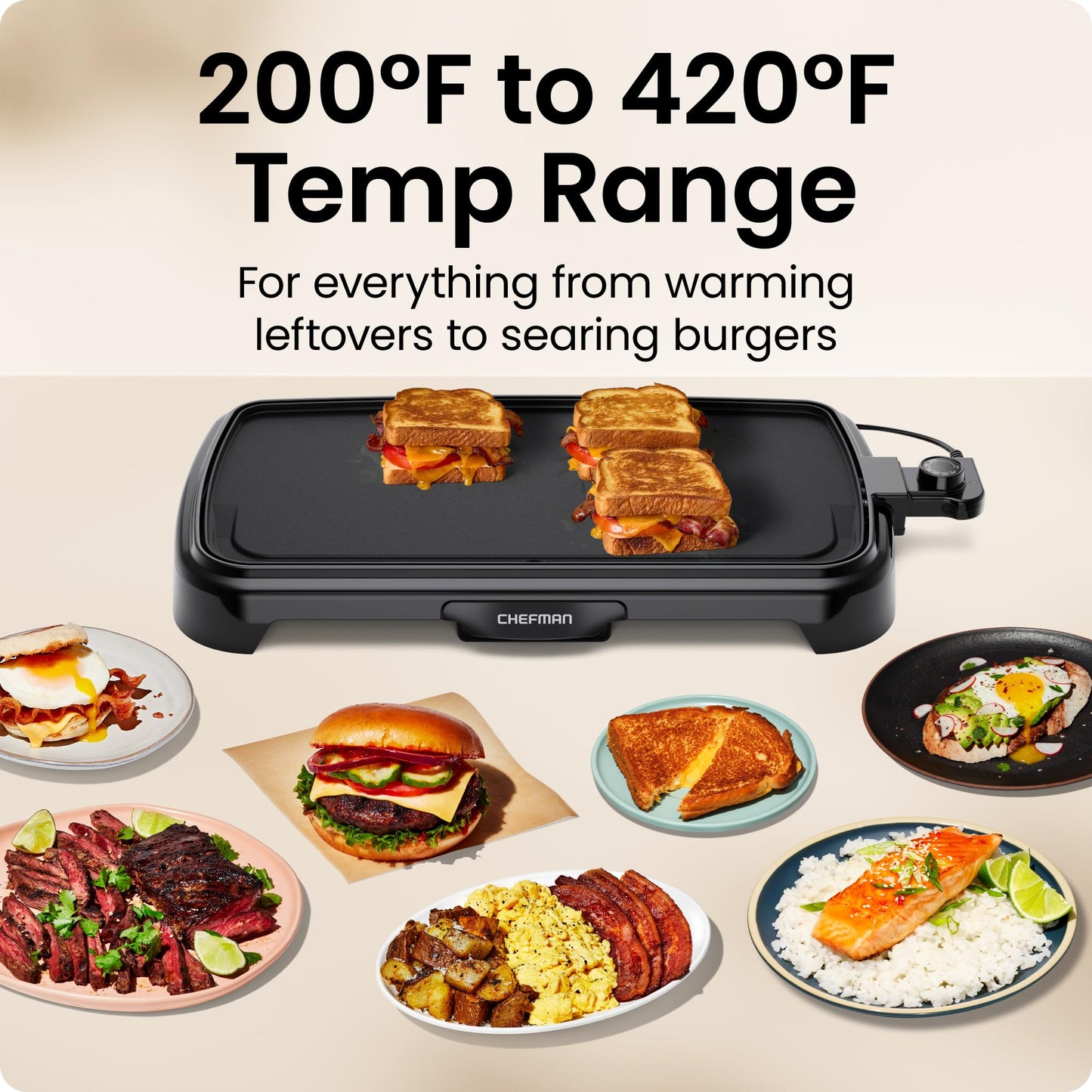 Chefman XL Electric Griddle 10 x 20 Inch (Open Box)