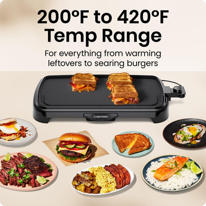 Chefman XL Electric Griddle 10 x 20 Inch (Open Box)