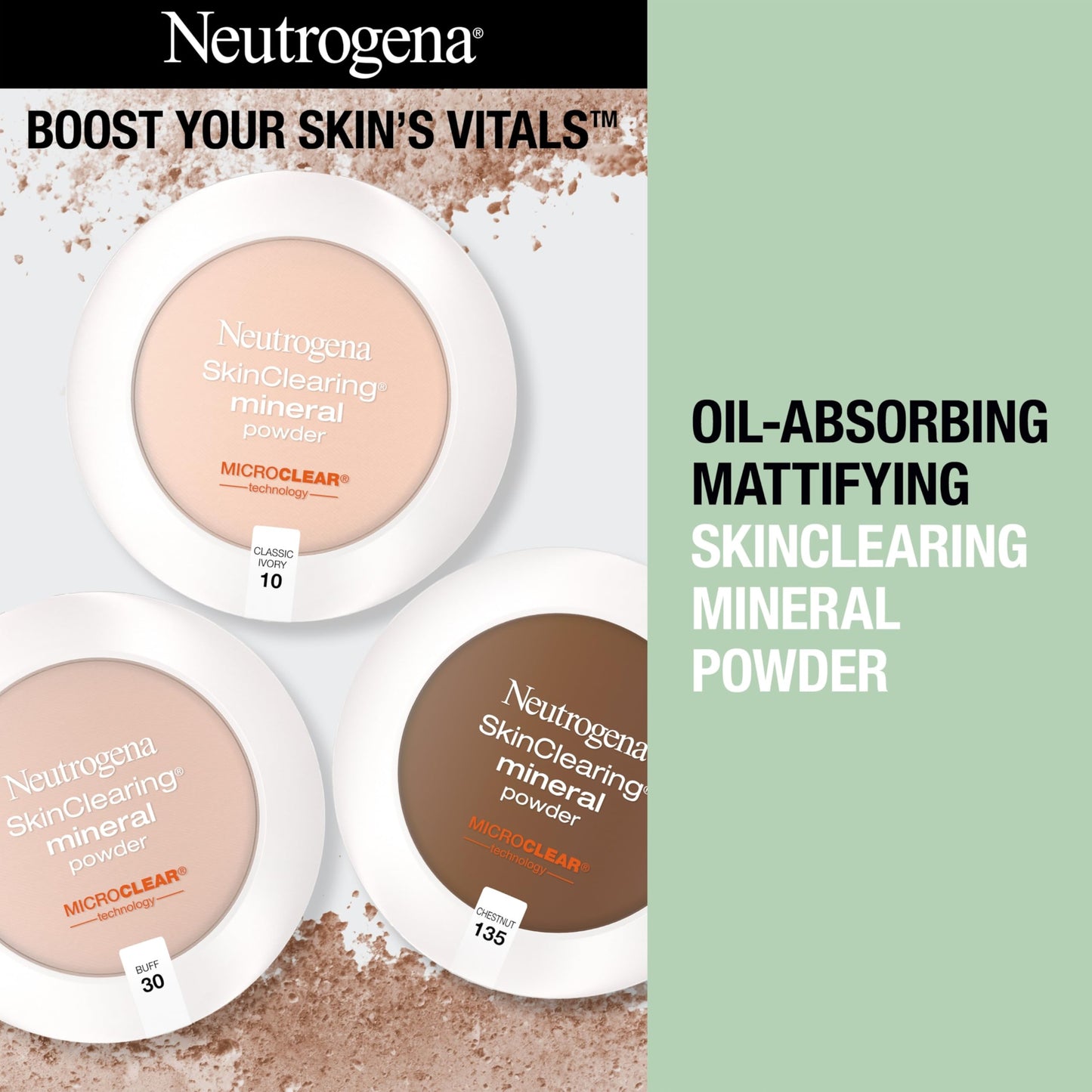 Neutrogena SkinClearing Pressed Mineral Powder, Buff 30, 0.38 oz