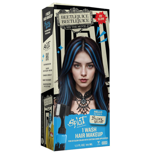 Splat 1-Wash Temporary Hair Dye - Beetlejuice Beetlejuice - Bolder Blue *Damaged Packaging*