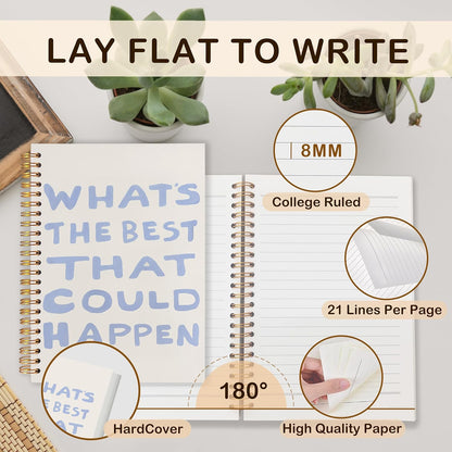 Inspirational Spiral Notebook Journal 5.5x8.3, What's the Best That Could Happen Motivational Notebooks for Note Taking, Inspirational Positive Affirmations Gifts, Hardcover Journal