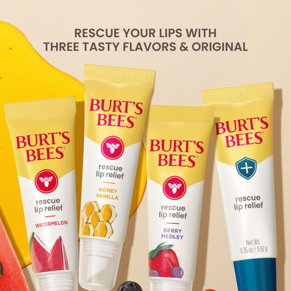 Burt S Bees Watermelon and Berry Medley Rescue Lip Relief 2-Pack 0.35 Oz