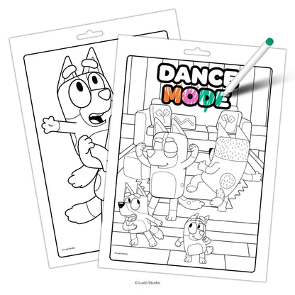 Bendon Inc. Bluey 16 Page Imagine Ink Coloring Book with 6 Mini Mess Free Markers, 57851