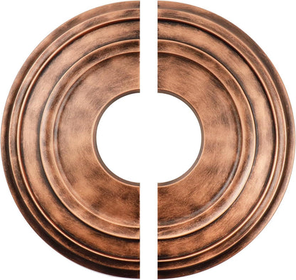 Woogim 12 Bronzer PU Ceiling Medallions Home Lighting Ceiling Medallions Round Ceiling Medallion for Light Fixtures Ceiling Trim 2PCS