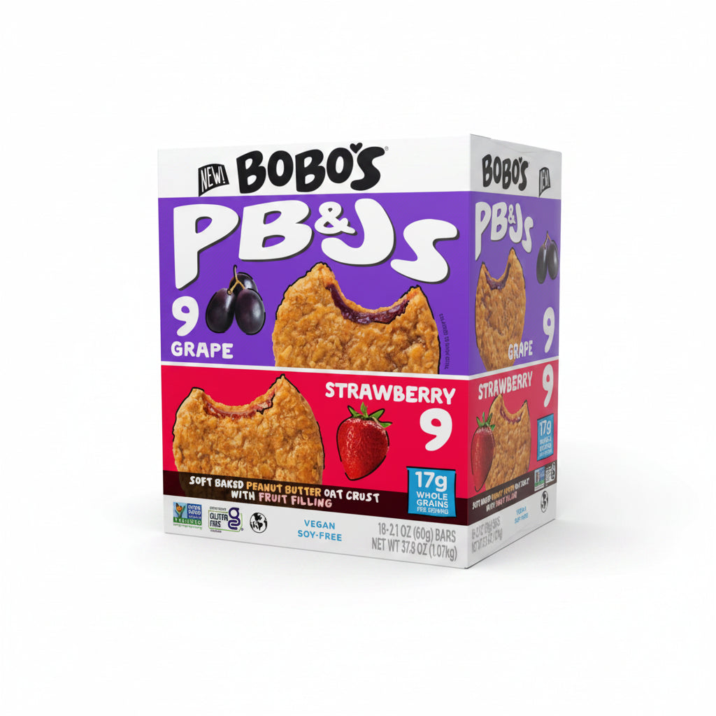 Bobo's PB&J Variety - Grape & Strawberry Gluten Free Breakfast Bars, Healthy Snacks for Adults & Kids (18 Snacks) (BB Dec 20 2026)