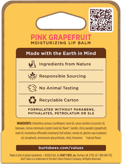 Burt's Bees 100% Natural Lip Balm, Pink Grapefruit