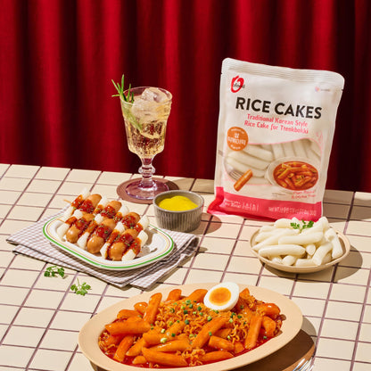 O'Food Tteokbokki Korean Rice Cakes with Sauce (Pack of 1, Plain Rice Cakes) (EXP: 04/26)
